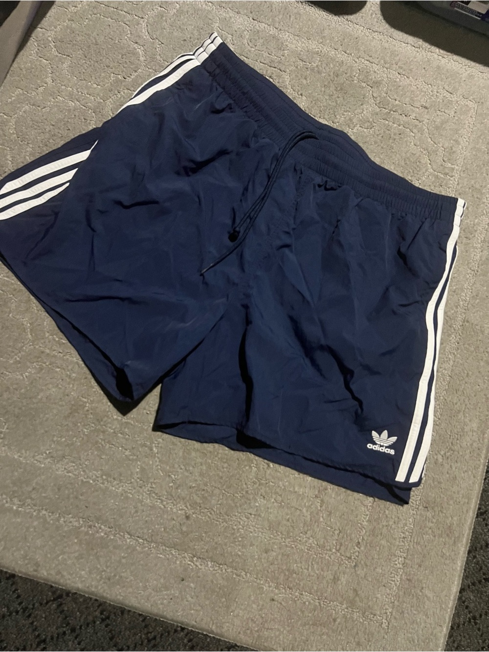 adidas Navy Athletic Shorts with White 3-Stripes